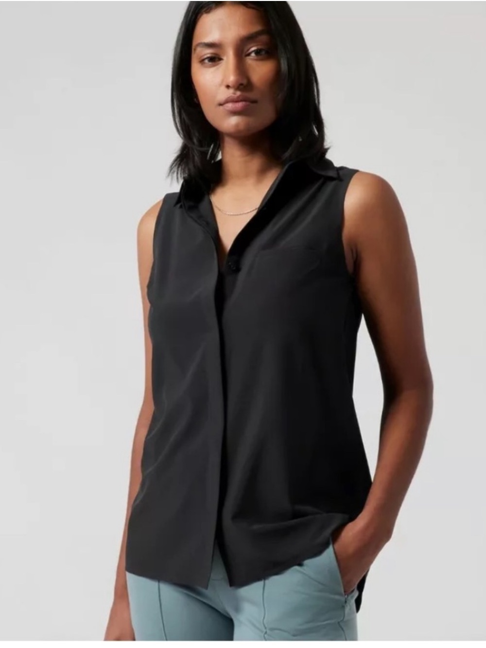 Athleta Black Urbanite Collared Sleeveless Tank